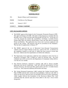 MEMORANDUM TO: Board of Mayor and Commissioners  FROM: