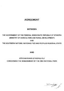 AGREEMENT  BETWEEN THE GOVERNMENT OF THE FEDERALDEMOCRATIC REPUBLICOF ETHIOPIA