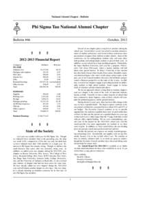 National Alumni Chapter - Bulletin  Phi Sigma Tau National Alumni Chapter Bulletin #46  October, 2013