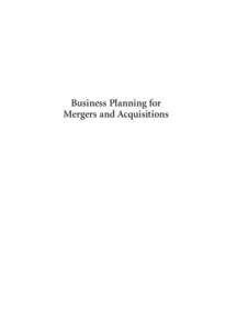 thompson 4e 00 fmt:56 AM Page i  Business Planning for Mergers and Acquisitions  thompson 4e 00 fmt:56 AM Page ii