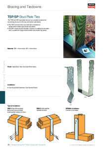 Bracing and Tiedowns TSP/SP Stud Plate Ties The TSP and SP4 stud plate ties are two versatile solutions for connecting the stud to the top and bottom wall plates. •	 The TSP connects from one side and is suitable for s