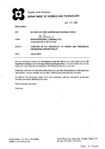 Republic of the Philippines  DEPARTMENT OF SCIENCE AND TECHNOLOGY JULMemorandum