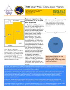 2015 Clean Water Indiana Grant Program Indiana State Department of Agriculture One North Capitol Ave, Suite 600 Indianapolis, IN[removed]www.in.gov/isda