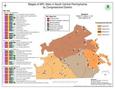 Stages of NPL Sites in South Central Pennsylvania by Congressional District Map