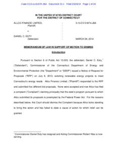 Case 3:13-cvJBA Document 31-1 FiledPage 1 of 33  IN THE UNITED STATES DISTRICT COURT FOR THE DISTRICT OF CONNECTICUT ALLCO FINANCE LIMITED, Plaintiff,