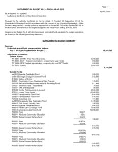 FY 2010 Supplemental Budget #2