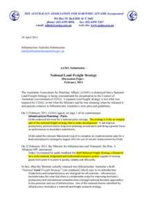 AAMA Submission - draft Land Freight Strategy - Apr 2011