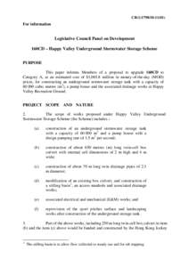 CB[removed])  For information Legislative Council Panel on Development 160CD – Happy Valley Underground Stormwater Storage Scheme