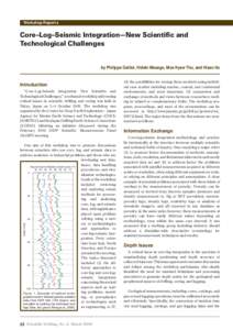 Workshop Reports  Core–Log–Seismic Integration—New Scientific and Technological Challenges  by Philippe Gaillot, Hideki Masago, Moe Kyaw Thu, and Hisao Ito