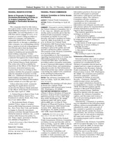 [removed]Federal Register / Vol. 65, No[removed]Thursday, April 13, [removed]Notices FEDERAL RESERVE SYSTEM  FEDERAL TRADE COMMISSION