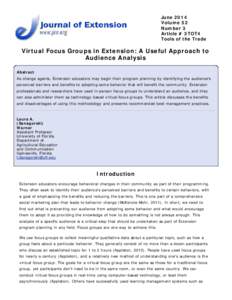 Virtual Focus Groups in Extension: A Useful Approach to Audience Analysis