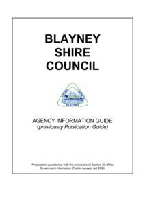 BLAYNEY SHIRE COUNCIL AGENCY INFORMATION GUIDE (previously Publication Guide)