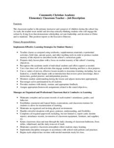 Microsoft Word - Elementary Classroom Teacher.docx