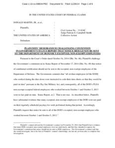 Case 1:13-cv[removed]PEC Document 51 Filed[removed]Page 1 of 6  IN THE UNITED STATES COURT OF FEDERAL CLAIMS DONALD MARTIN, JR., et al., Plaintiffs,