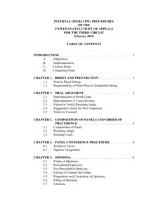 INTERNAL OPERATING PROCEDURES OF THE UNITED STATES COURT OF APPEALS FOR THE THIRD CIRCUIT Effective 2010 TABLE OF CONTENTS