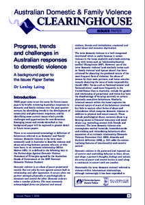 Australian Domestic & Family Violence  CLEARINGHOUSE ISSUES PAPER  Progress, trends