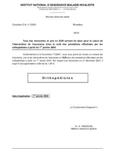 INSTITUT NATIONAL D’ASSURANCE MALADIE-INVALIDITE Etablissement public institué par la loi du 9 août 1963 AVENUE DE TERVUREN[removed]BRUXELLES _____________