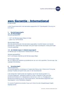 aws Garantie - International Konditionenblatt zu dem Programmdokument „Internationalisierungsgarantien 2017 Garantiegesetz“ (Fassung vom.