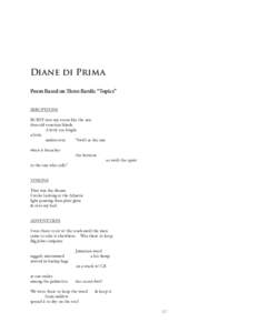 Diane di Prima Poem Based on Three Bardic “Topics” IRRUPTIONS BURST into my room like the sun thru old venetian blinds. A little too bright