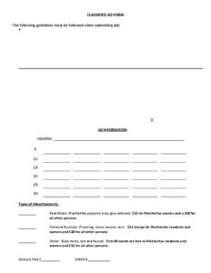 CLASSIFIED AD REQUEST FORM
