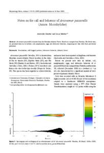 Herpetology Notes, volume 2: [removed]published online on 24 June[removed]Notes on the call and behavior of Arcovomer passarellii