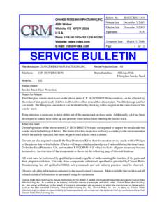 CHANCE RIDES MANUFACTURING, INC[removed]Walker Wichita, KS[removed]U.S.A.  Bulletin No: