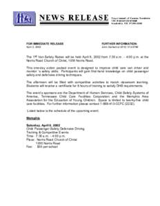 FOR IMMEDIATE RELEASE  FURTHER INFORMATION: April 2, 2002