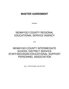 MASTER AGREEMENT  between NEWAYGO COUNTY REGIONAL EDUCATIONAL SERVICE AGENCY