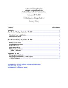 NTP Board of Scientific Counselors Technical Reports Review Subcommittee Summary Minutes - September 27-28, 2005