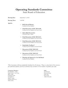 Operating Standards Committee State Board of Education Meeting Date:  September 15, 2014