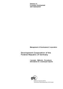 Division 41 Economic Development and Employment Management of Development Cooperation