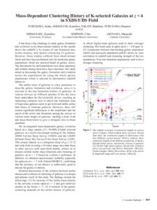 Mass-Dependent Clustering History of K-selected Galaxies at z < 4 in SXDS/UDS Field FURUSAWA, Junko, SEKIGUCHI, Kazuhiro, TAKATA Tadafumi, FURUSAWA, Hisanori (NAOJ)