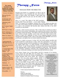    The Annual Newsletter of the Institute for Graduate Clinical Psychology of