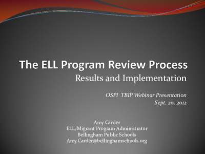 Bellingham Program Review Presentation