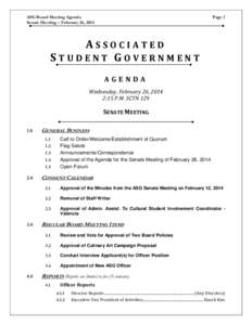 ASG Board Meeting Agenda Senate Meeting – February 26, 2014 Page 1  ASSOCIATED