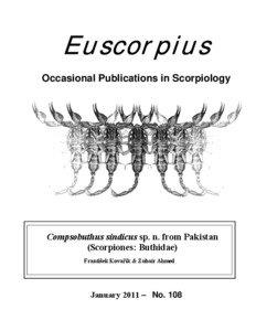 Euscorpius Occasional Publications in Scorpiology