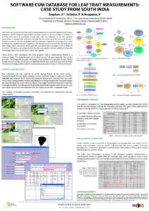 SOFTWARE CUM DATABASE FOR LEAF TRAIT MEASUREMENTS: CASE STUDY FROM SOUTH INDIA Stephen, A , Srilatha, R & Anupama, K *#  *