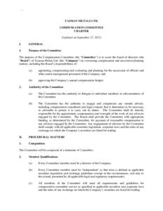 Microsoft Word - Tasman Metals Ltd. - Compensation Committee Charter Updated September 12, 2012.doc