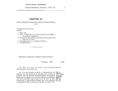 LAWS OF ANTIGUA AND BARBUDA  Pensions (Miscellaneous Provisions) (CAP[removed]