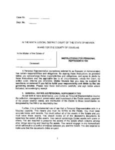 Case No. Dept. No. IN THE NINTH JUDICIAL DISTRICT COURT OF THE STATE OF NEVADA IN AND FOR THE COUNTY OF DOUGLAS In the Matter of the Estate of