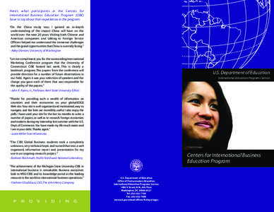 Centers for International Business Education Program - Brochure (PDF)
