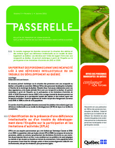 Passerelle Volume3 - Numéro 1 - Janvier 2011