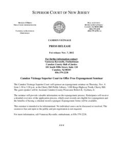Expungement / Vicinage Clause / Camden /  New Jersey / Criminal record / Ombudsman / Camden /  Maine / New Jersey Superior Court / Public records / Law / Criminal procedure / New Jersey