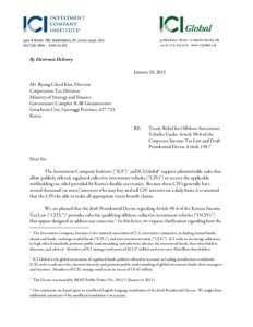 By Electronic Delivery January 20, 2012 Mr. Byung-Cheol Kim, Director Corporation Tax Division Ministry of Strategy and Finance Government Complex II, 88 Gwanmoonro