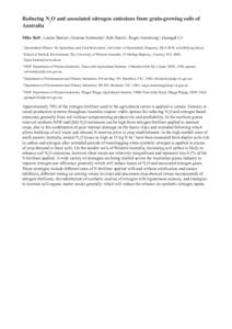 Reducing N2O and associated nitrogen emissions from grain-growing soils of Australia Mike Bell1, Louise Barton2, Graeme Schwenke3, Rob Harris4, Roger Armstrong5, Guangdi Li6 1  Queensland Alliance for Agriculture and Foo