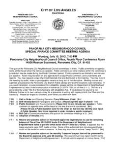 CITY OF LOS ANGELES PANORAMA CITY NEIGHBORHOOD COUNCIL DIRECTORS Dianabel Gonzalez, Chair • Tony Wilkinson, VCh Martin Geisler, Treas • Pamela Gibberman, Sec