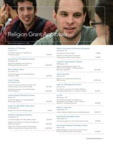 Religion Grant Approvals Dollar amount approved in 2014 Academy of Preachers  Church Federation of Greater Indianapolis