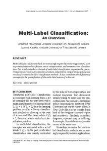 International Journal of Data Warehousing & Mining, 3(3), 1-13, July-September 2007   Multi-Label Classification:
