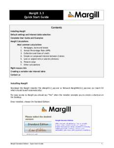 Margill 3.3 Quick Start Guide Contents Installing Margill Default settings and Interest table selection