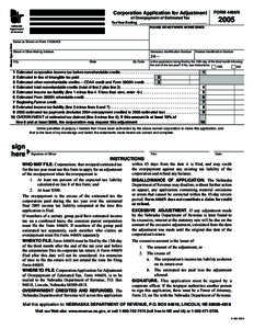 Corporation Application for Adjustment  ne dep of